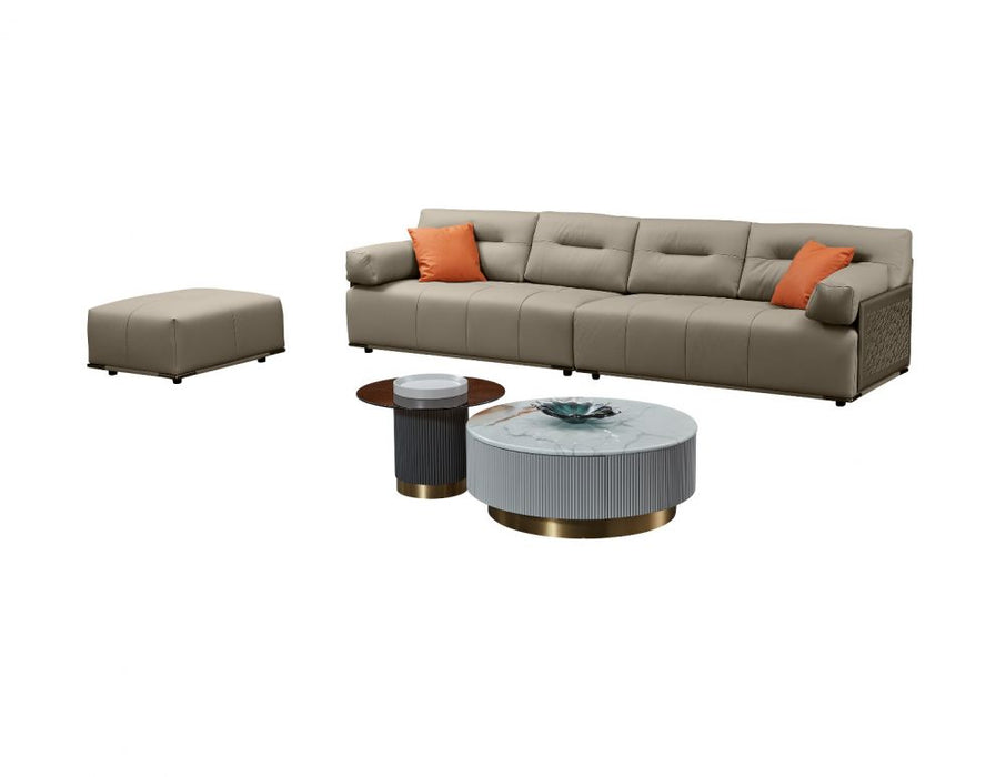 American Eagle Furniture - EK-Y1006 Extra Long Gray Sofa with Ottoman - EK-Y1006-GR-4S - GreatFurnitureDeal