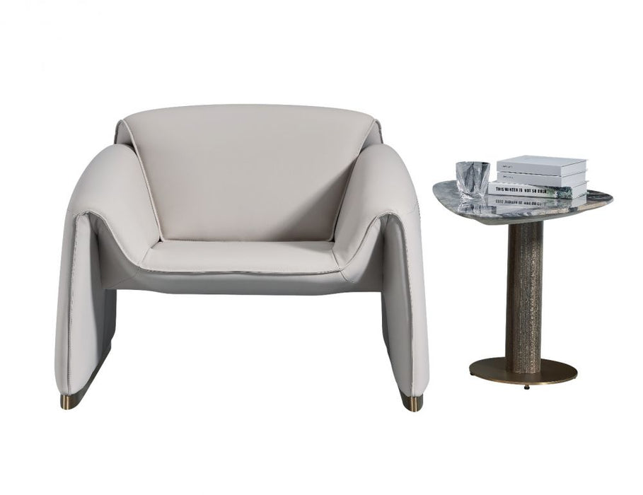 American Eagle Furniture - EK-Y1011 Light Gray Genuine Leather Accent Chair - EK-Y1011-LG