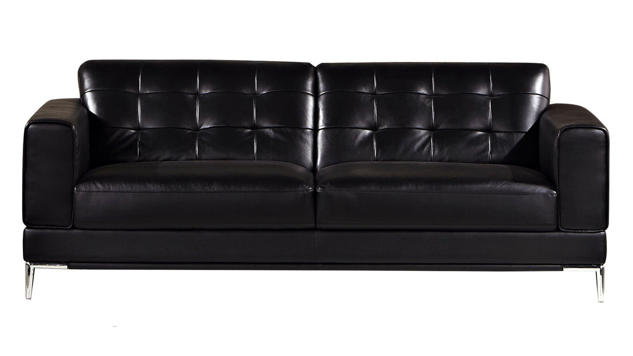 American Eagle Furniture - EK003 Black Italian Leather 3 Piece Living Room Set - EK003-BK- SLC - GreatFurnitureDeal