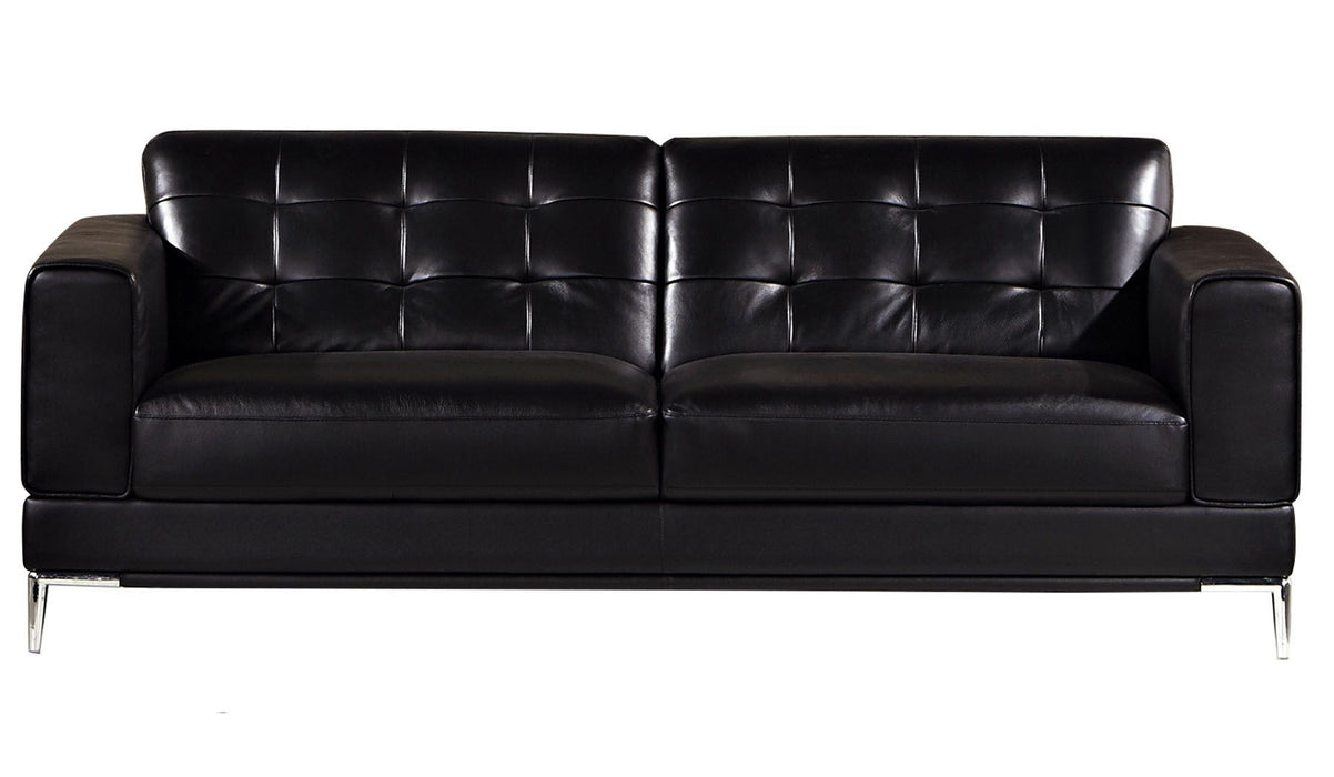 American Eagle Furniture - EK003 Black Italian Leather Sofa - EK003-BK-SF