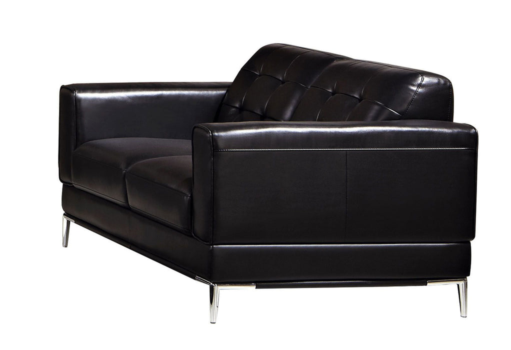 American Eagle Furniture - EK003 Black Italian Leather Loveseat - EK003-BK-LS - GreatFurnitureDeal