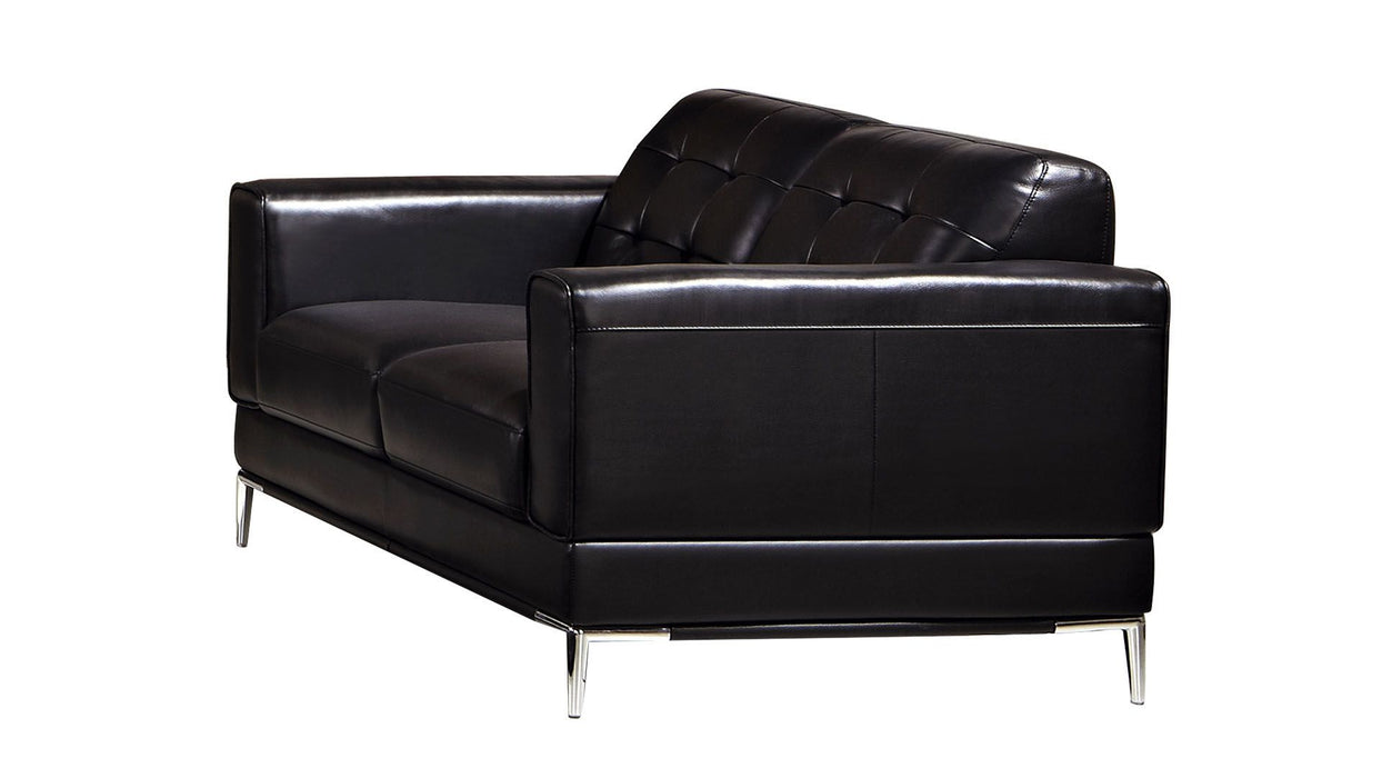 American Eagle Furniture - EK003 Black Italian Leather 2 Piece Sofa Set - EK003-BK- SL - GreatFurnitureDeal