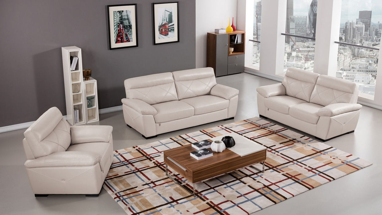 American Eagle Furniture - EK081 Light Gray Italian Leather Sofa - EK081-LG-SF