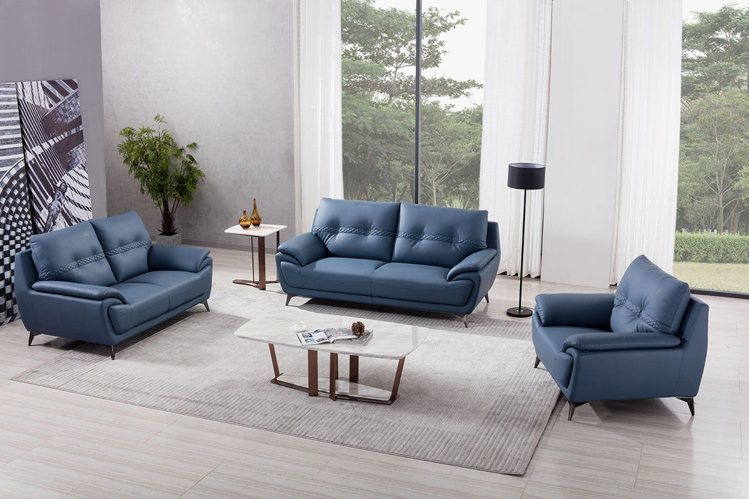 American Eagle Furniture - AE628 Blue Microfiber Leather Sofa - AE628-Blue-SF