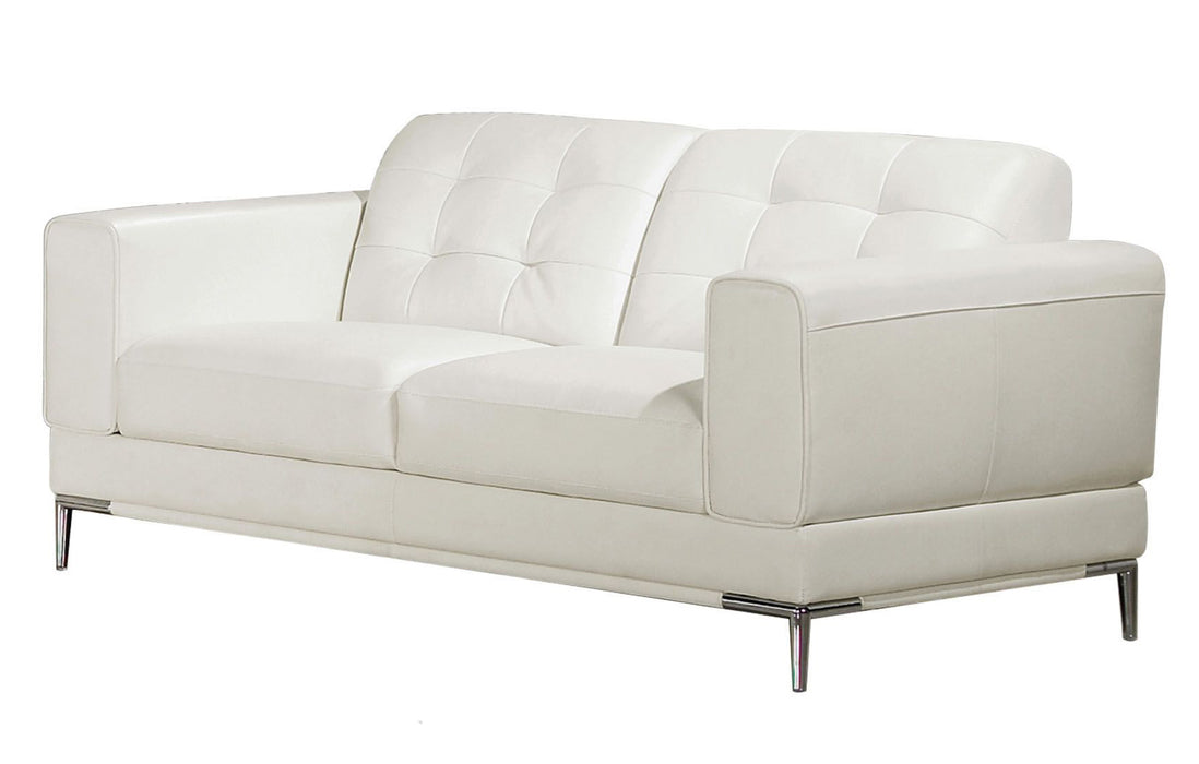 American Eagle Furniture - EK003 White Italian Leather Loveseat - EK003-W-LS - GreatFurnitureDeal