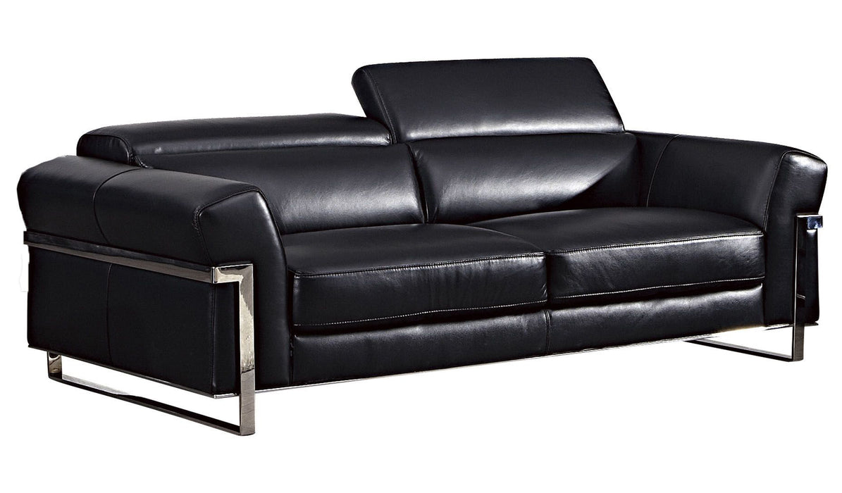 American Eagle Furniture - EK012 Black Italian Full Leather Sofa - EK012-BK-SF - GreatFurnitureDeal