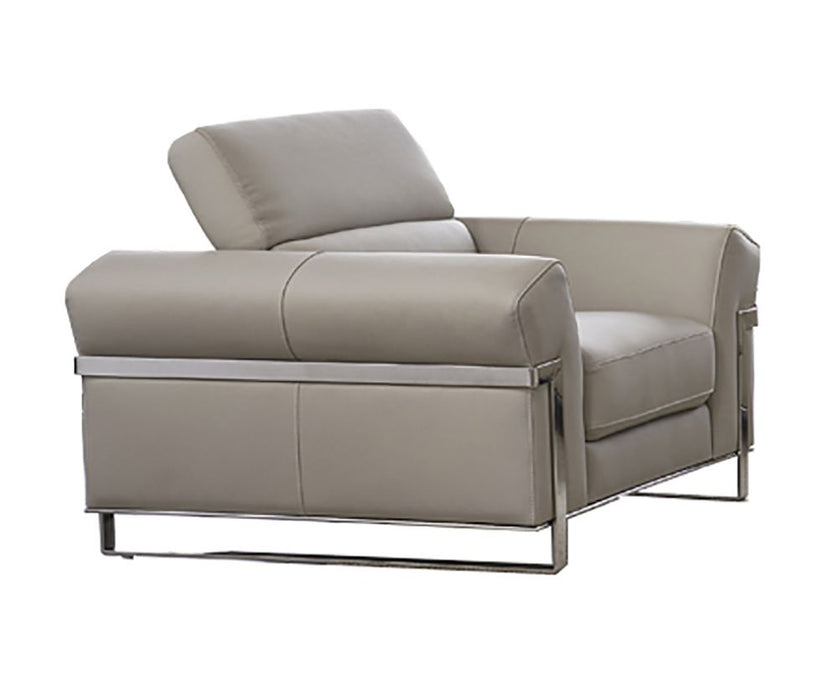 American Eagle Furniture - EK012 Light Gray Italian Leather 3 Piece Living Room Set - EK012-LG-SLC - GreatFurnitureDeal