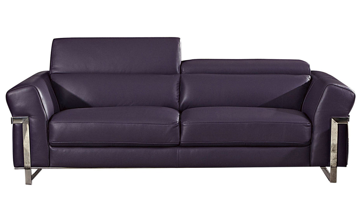 American Eagle Furniture - EK012 Purple Italian Full Leather Sofa - EK012-PUR-SF - GreatFurnitureDeal