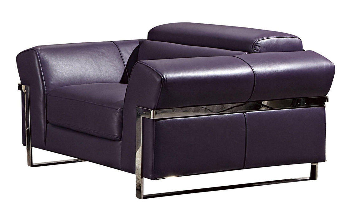 American Eagle Furniture - EK012 Purple Italian Full Leather Loveseat - EK012-PUR-LS