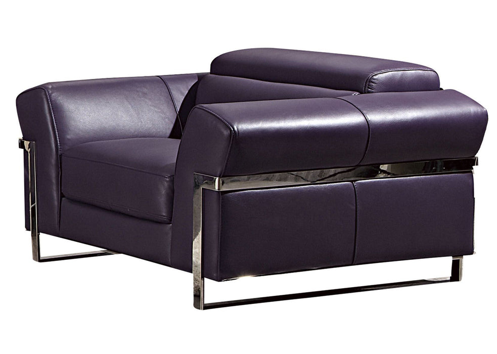 American Eagle Furniture - EK012 Purple Italian Full Leather Chair - EK012-PUR-CHR