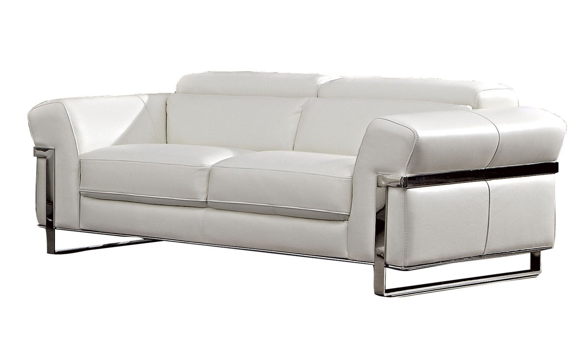 American Eagle Furniture - EK012 White Italian Full Leather Loveseat - EK012-W-LS