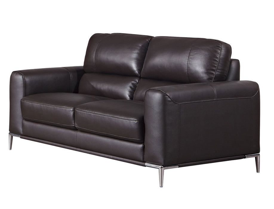 American Eagle Furniture - EK016 Dark Chocolate Italian Leather Loveseat - EK016-DC-LS