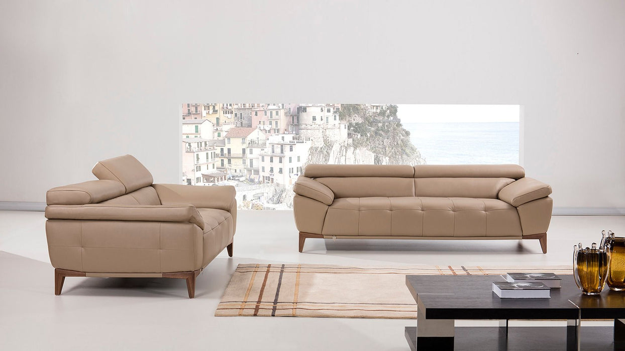 American Eagle Furniture - EK076 Tan Italian Leather Loveseat - EK076-TAN-LS