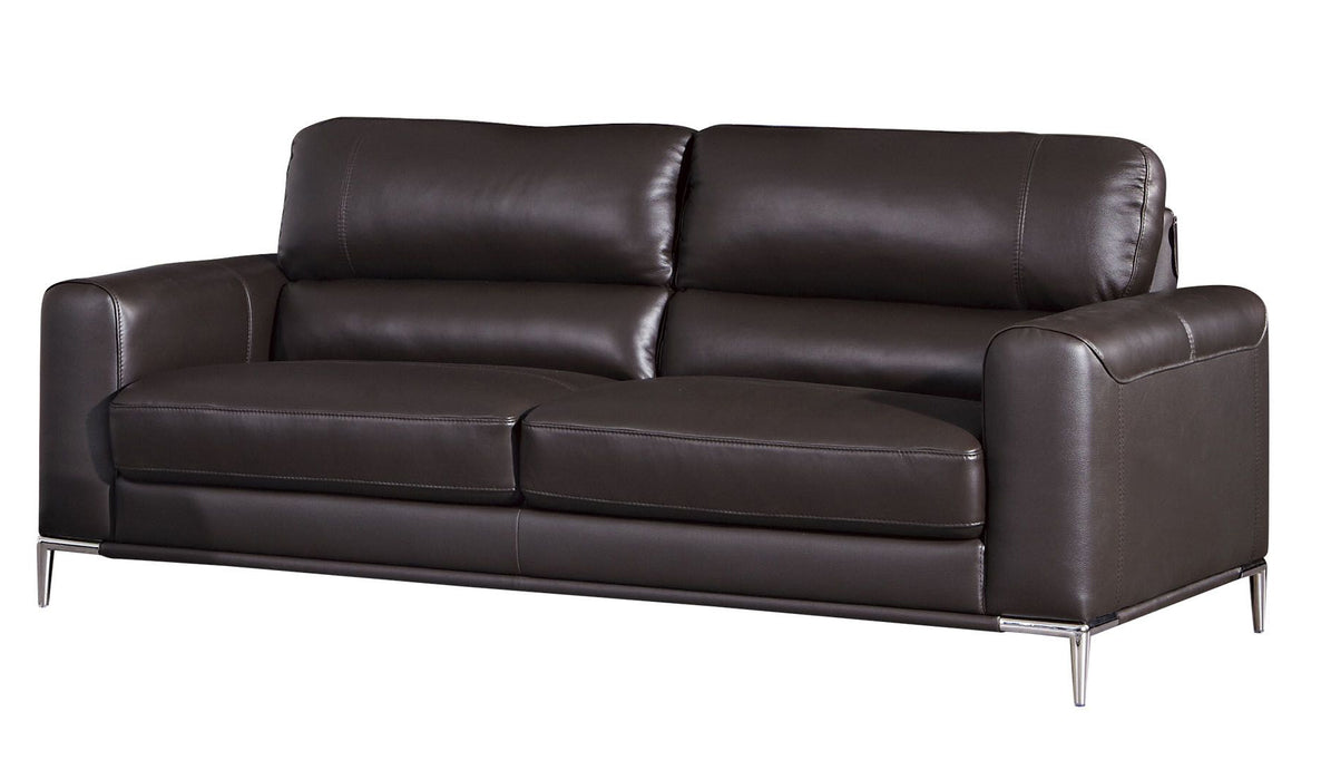 American Eagle Furniture - EK016 Dark Chocolate Italian Leather Sofa - EK016-DC-SF