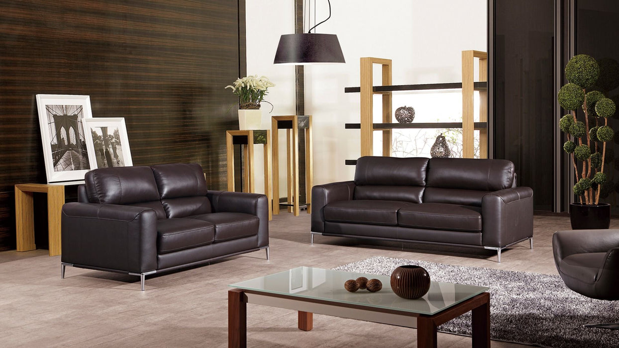 American Eagle Furniture - EK016 Dark Chocolate Italian Leather 2 Piece Sofa Set - EK016-DC - SL - GreatFurnitureDeal