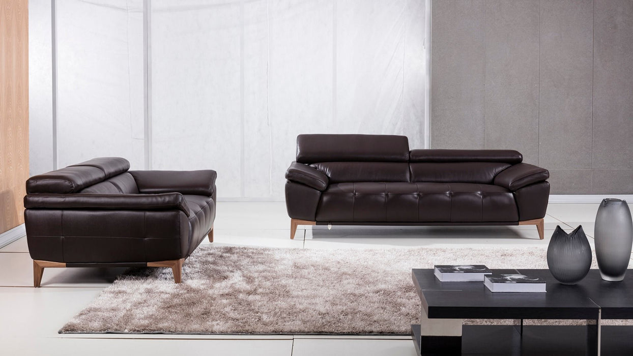 American Eagle Furniture - EK076 Dark Chocolate Italian Leather Loveseat - EK076-DC-LS