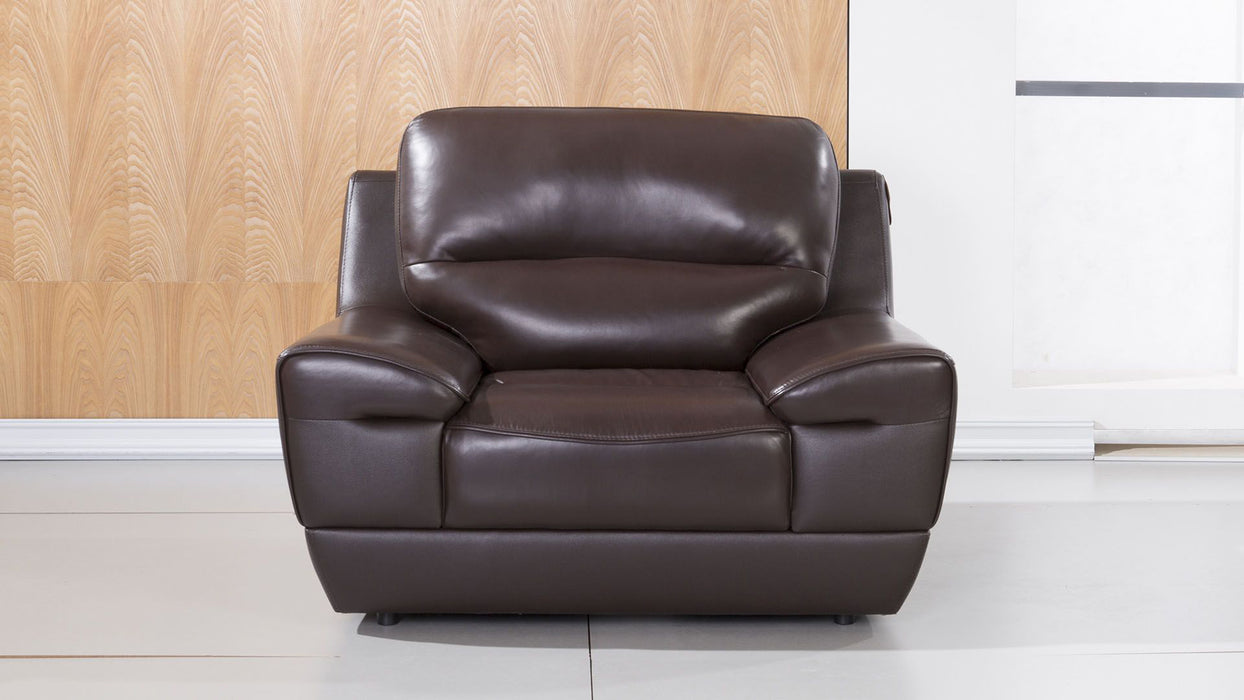 American Eagle Furniture - EK018 Dark Brown Italian Leather Chair - EK018-DB-CHR