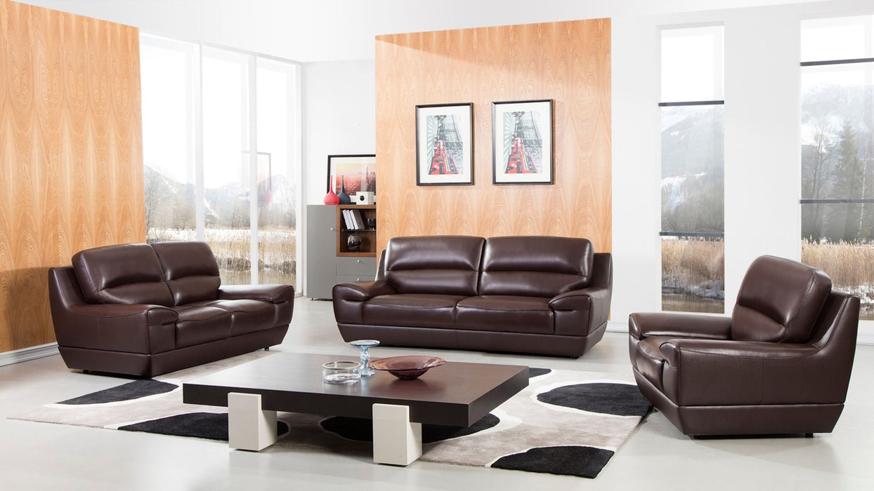 American Eagle Furniture - EK018 Dark Brown Italian Leather 2 Piece Sofa Set - EK018-DB - SL - GreatFurnitureDeal