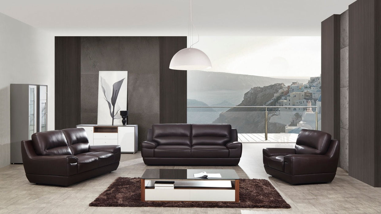 American Eagle Furniture - EK018 Dark Brown Italian Leather Loveseat - EK018-DB-LS