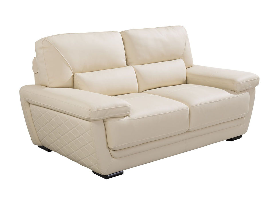 American Eagle Furniture - EK019 Cream Italian Leather Loveseat - EK019-CRM-LS