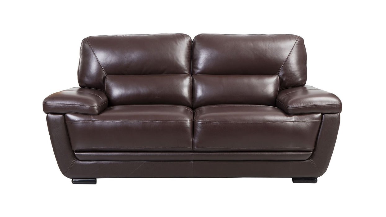 American Eagle Furniture - EK019 Dark Brown Italian Leather 2 Piece Sofa Set - EK019-DB  SL - GreatFurnitureDeal
