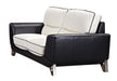 American Eagle Furniture - EK026 White and Black Italian Leather Loveseat - EK026-W.BK-LS - GreatFurnitureDeal