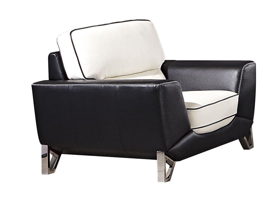 American Eagle Furniture - EK026 White and Black Italian Leather Chair - EK026-W.BK-CHR