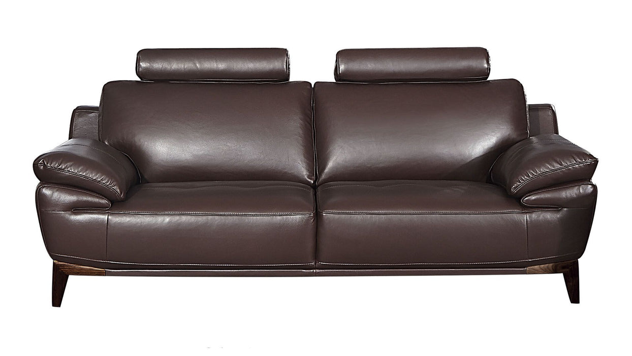American Eagle Furniture - EK028 Dark Brown Italian Full  Leather 2 Piece Sofa Set - EK028-DC SL - GreatFurnitureDeal