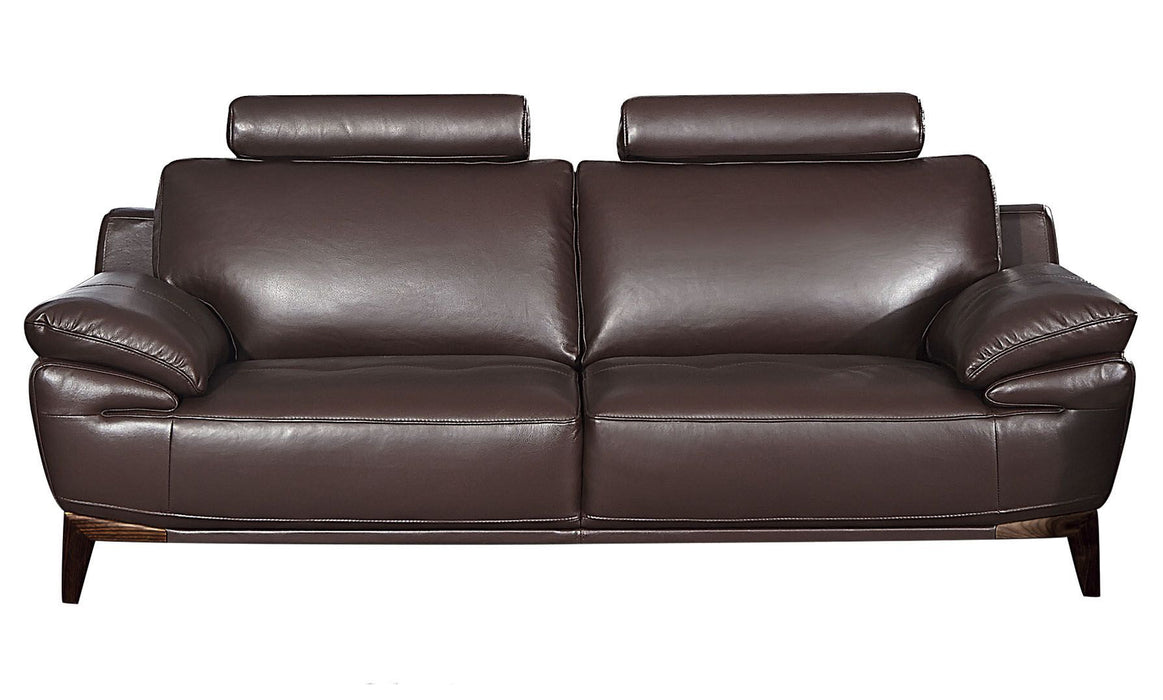 American Eagle Furniture - EK028 Dark Brown Italian Full Leather Sofa - EK028-DC-SF - GreatFurnitureDeal