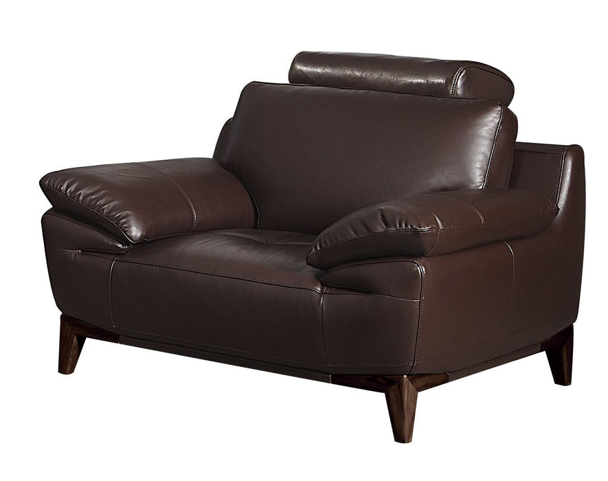 American Eagle Furniture - EK028 Dark Brown Italian Full Leather Chair - EK028-DC-CHR