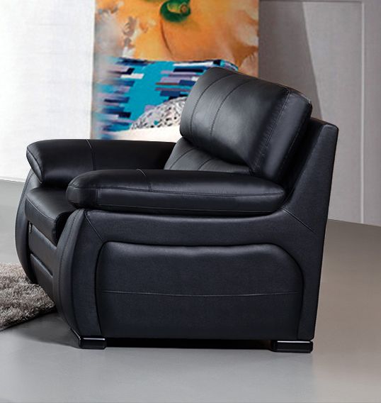 American Eagle Furniture - EK041 Black Italian Leather Chair - EK041-BK-CHR - GreatFurnitureDeal
