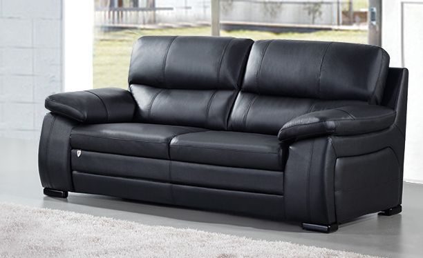 American Eagle Furniture - EK041 Black Italian Leather Sofa - EK041-BK-SF - GreatFurnitureDeal