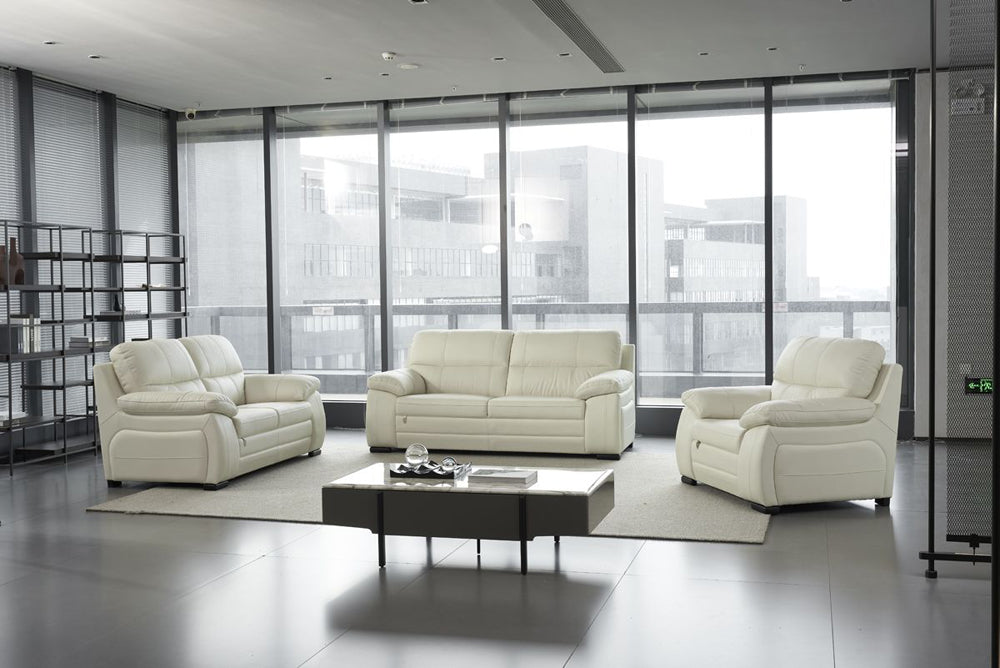 American Eagle Furniture - EK041 Ivory Italian Leather 2 Piece Sofa SET - EK041-IV-SL - GreatFurnitureDeal