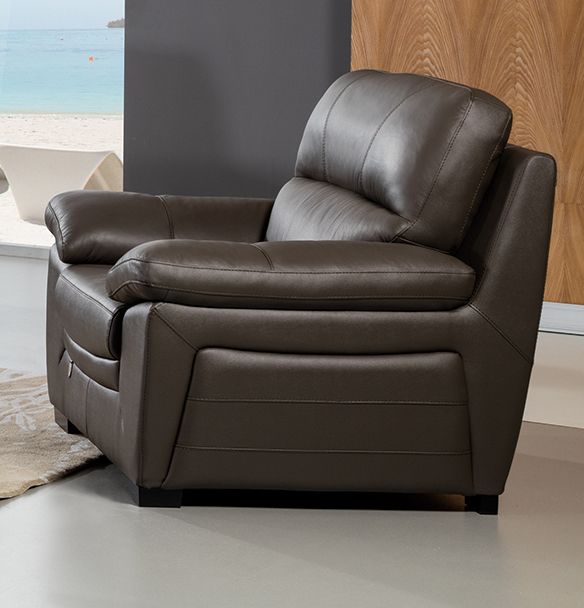 American Eagle Furniture - EK045 Taupe Italian Leather Chair - EK045-TPE-CHR