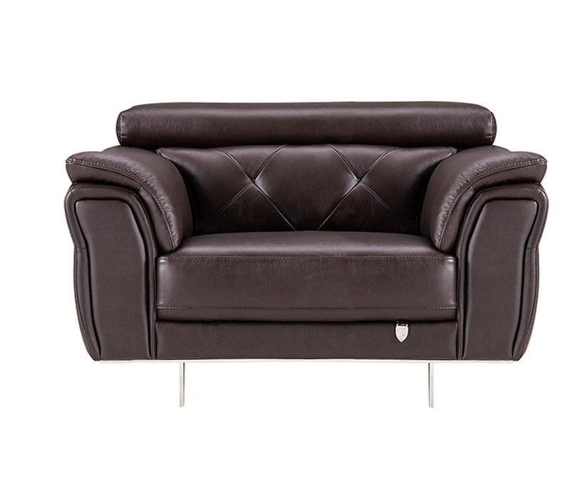 American Eagle Furniture - EK068 Dark Chocolate Italian Leather Chair - EK068-DC-CHR
