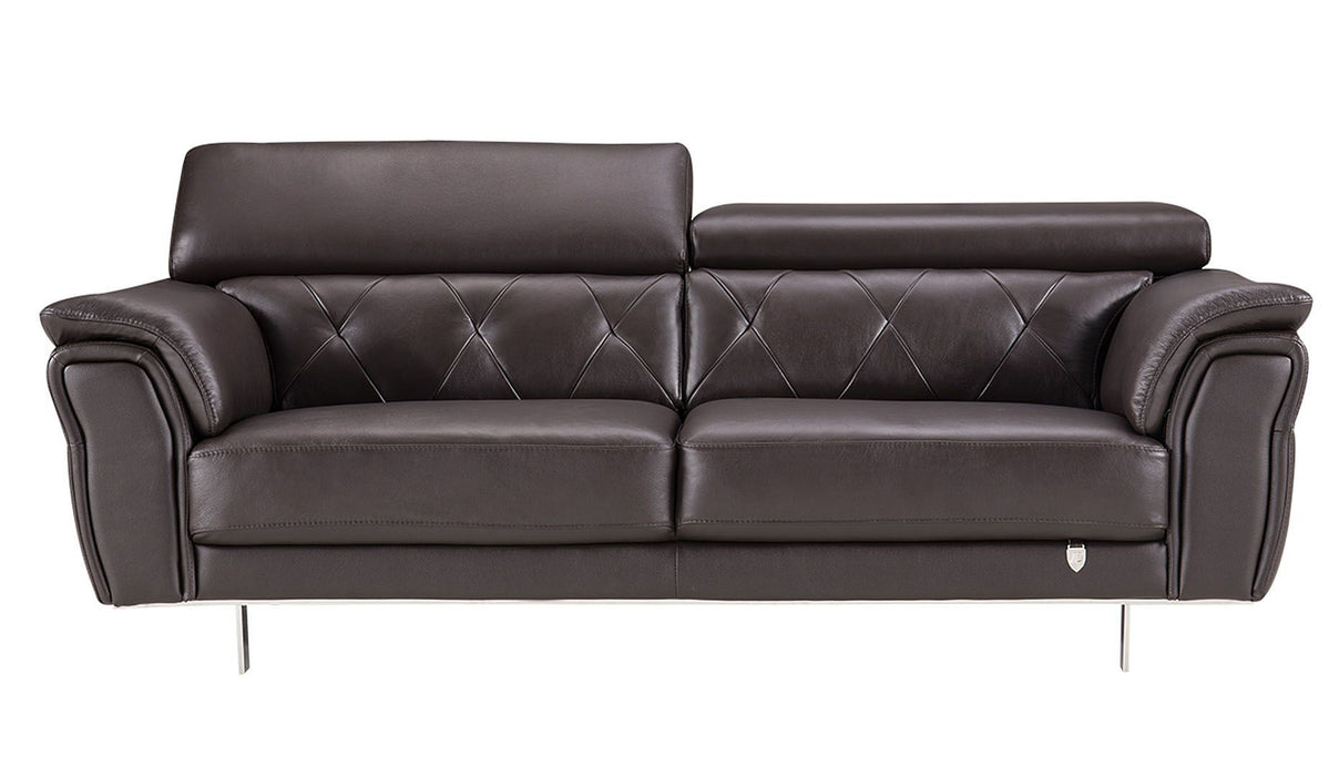 American Eagle Furniture - EK068 Dark Chocolate Italian Leather Sofa - EK068-DC-SF - GreatFurnitureDeal