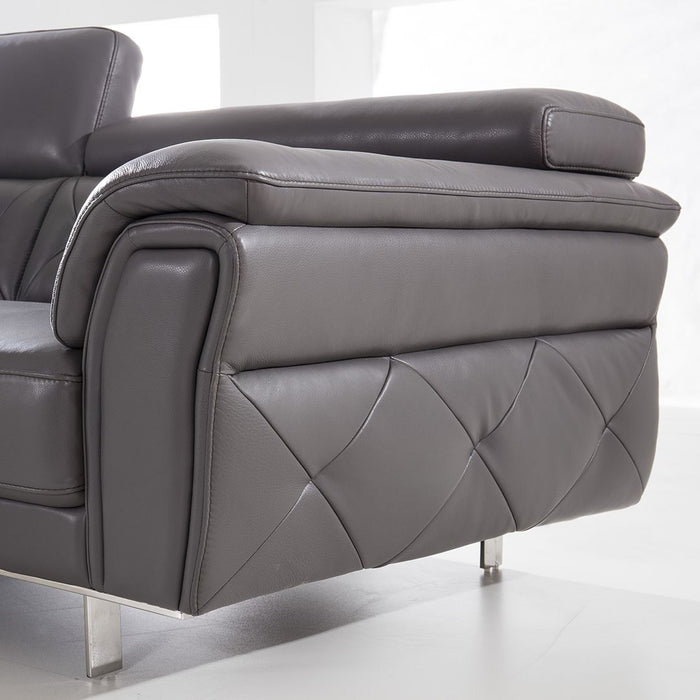 American Eagle Furniture - EK068 Dark Gray Italian Leather Sofa - EK068-GR-SF - GreatFurnitureDeal
