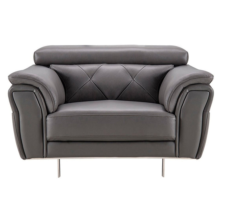 American Eagle Furniture - EK068 Dark Gray Italian Leather Chair - EK068-GR-CHR