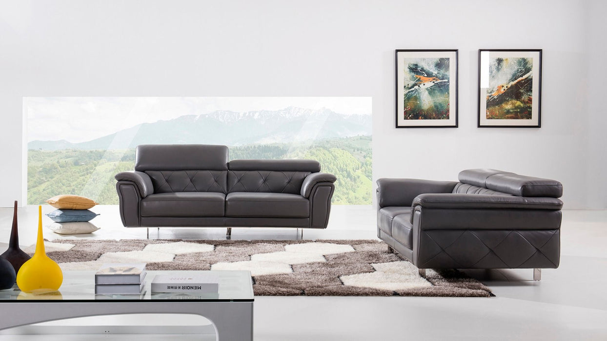 American Eagle Furniture - EK068 Dark Gray Italian Leather Sofa - EK068-GR-SF