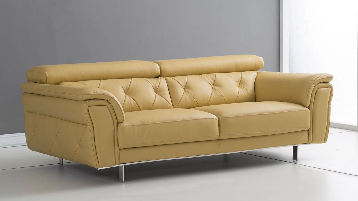 American Eagle Furniture - EK068 Yellow Italian Leather 3 Piece Living Room Set - EK068-YO SLC - GreatFurnitureDeal