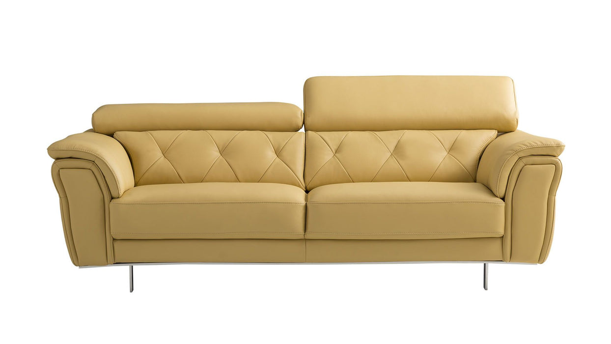 American Eagle Furniture - EK068 Yellow Italian Leather 2 Piece Sofa Set - EK068-YO SL - GreatFurnitureDeal