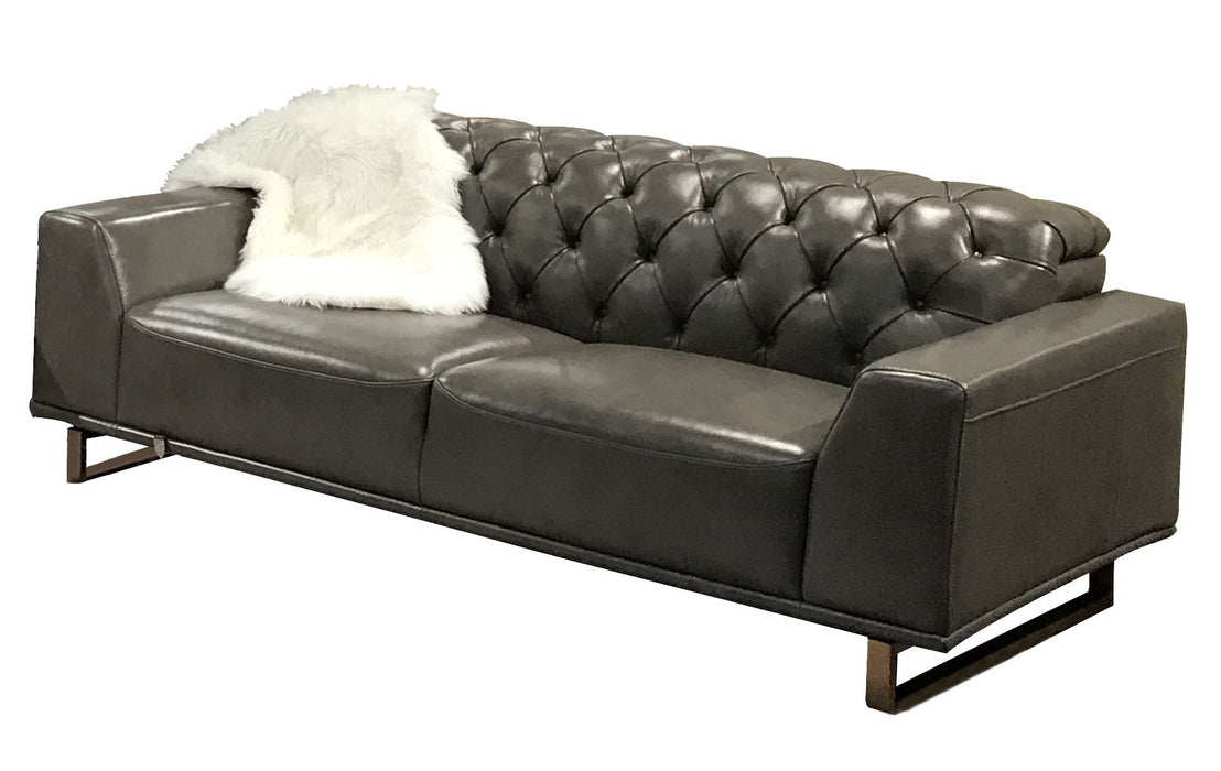American Eagle Furniture - EK693 Iron Gray Full Leather Loveseat - EK693-GR-LS