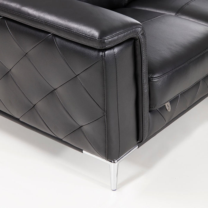 American Eagle Furniture - EK071 Black Italian Leather Sofa - EK071-BK-SF