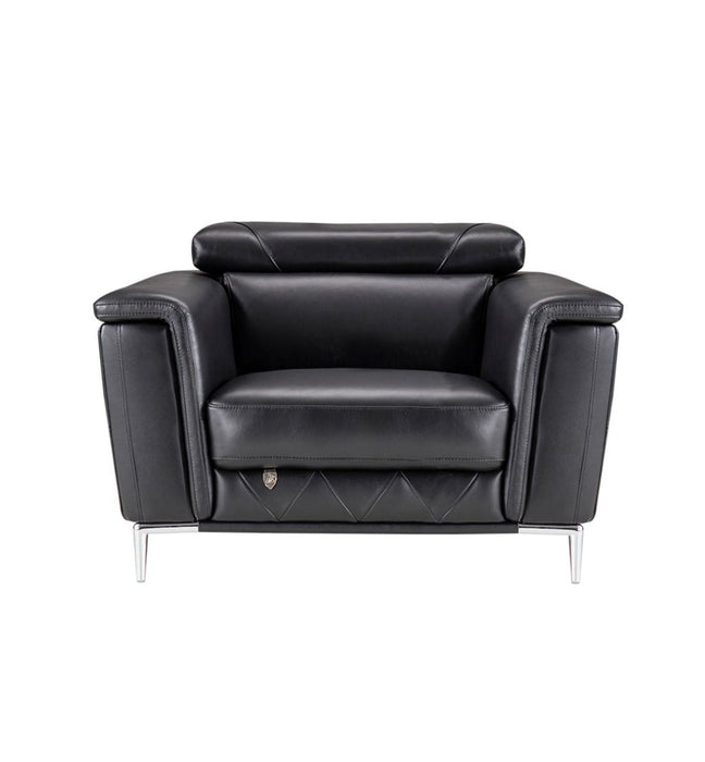 American Eagle Furniture - EK071 Black Italian Leather Chair - EK071-BK-CHR