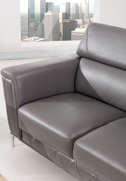 American Eagle Furniture - EK071 Dark Gray Italian Leather Sofa - EK071-GR-SF - GreatFurnitureDeal