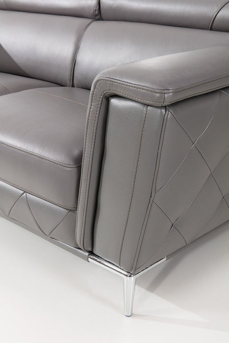 American Eagle Furniture - EK071 Dark Gray Italian Leather Loveseat - EK071-GR-LS - GreatFurnitureDeal