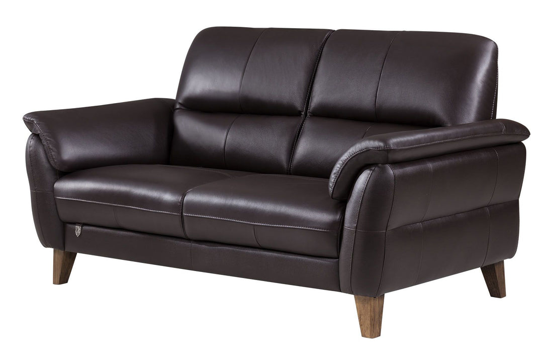 American Eagle Furniture - EK073 Dark Chocolate Italian Leather Loveseat - EK073-DC-LS