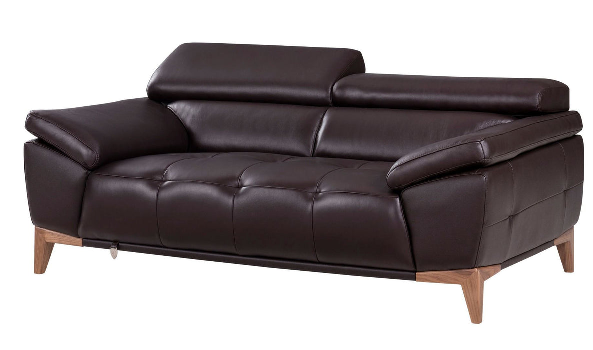 American Eagle Furniture - EK076 Dark Chocolate Italian Leather Loveseat - EK076-DC-LS