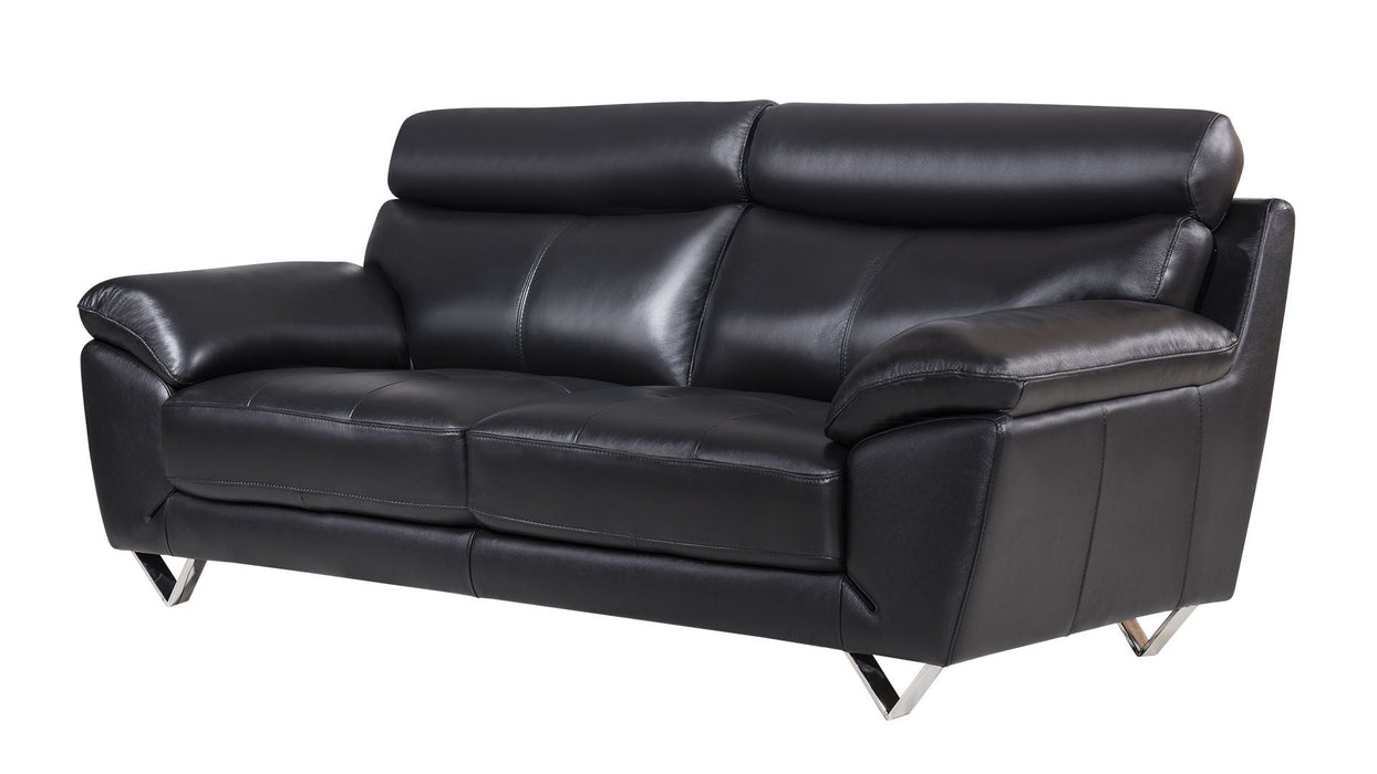 American Eagle Furniture - EK078 Black Italian Leather 2 Piece Sofa Set - EK078-BK SL - GreatFurnitureDeal