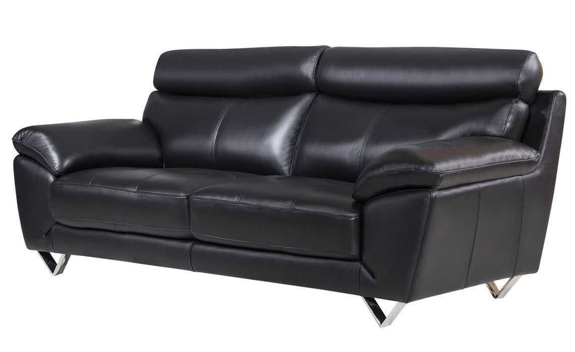 American Eagle Furniture - EK078 Black Italian Full Leather Sofa - EK078-FULL-BK-SF